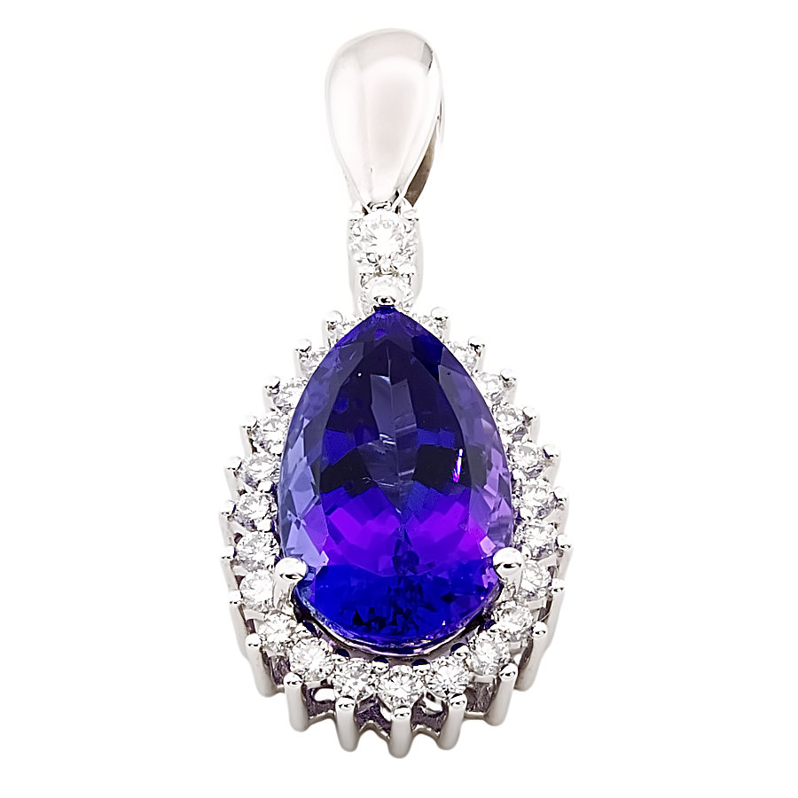 18ct White Gold Tanzanite/Diamond Cluster Pendant